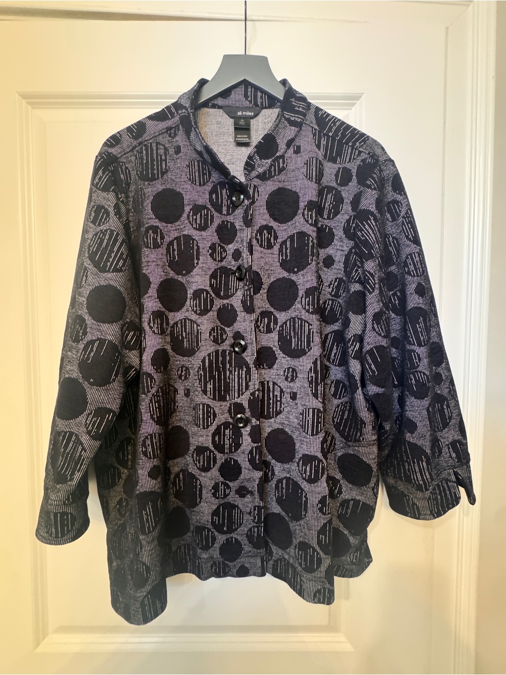 Ali Miles Black Polka Dot Button-Front Jacket